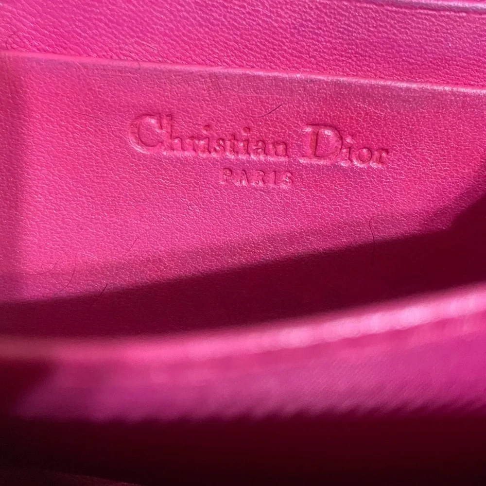 Dior Pink Quilted Leather Card/Coin Case